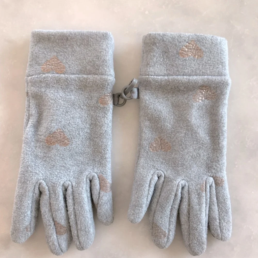 GAP Kids Smartohone Gloves with hearts. Gray. S